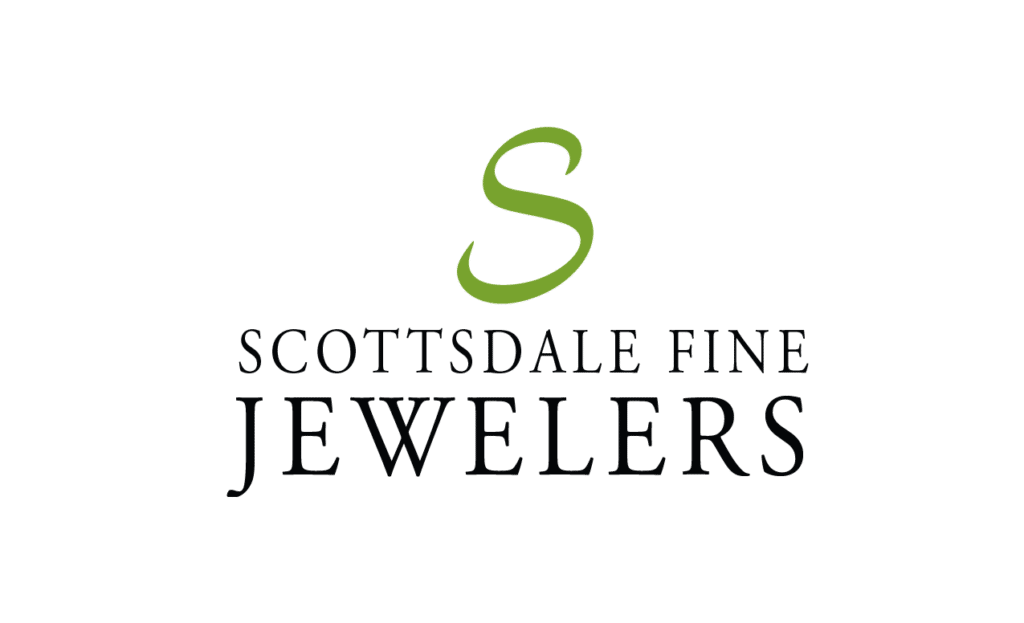 Scottsdale Fine Jewelers logo featuring a green S and elegant black serif typography.