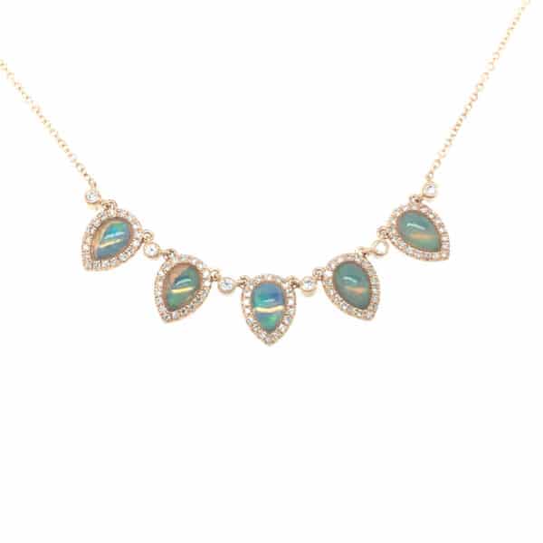 Opal and Diamond 14K Yellow Gold Fashion Necklace