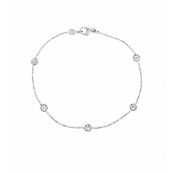 18kt White Gold 5 Station Diamond Bezel Bracelet