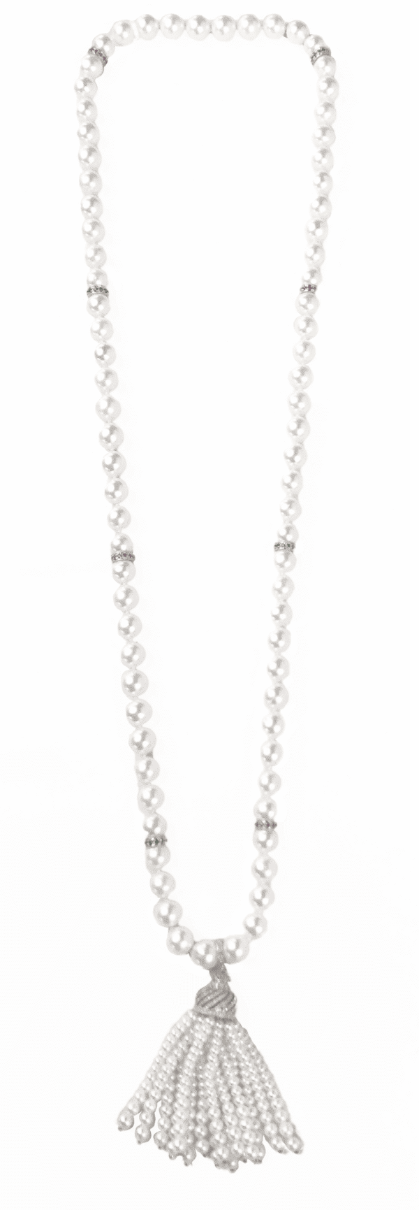 18 Kt White Gold Pearl Tassel Necklace