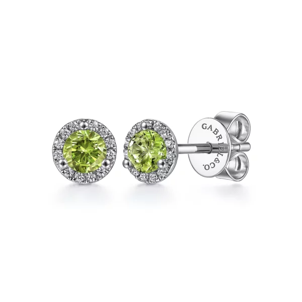 14K White Gold Peridot stud Earrings