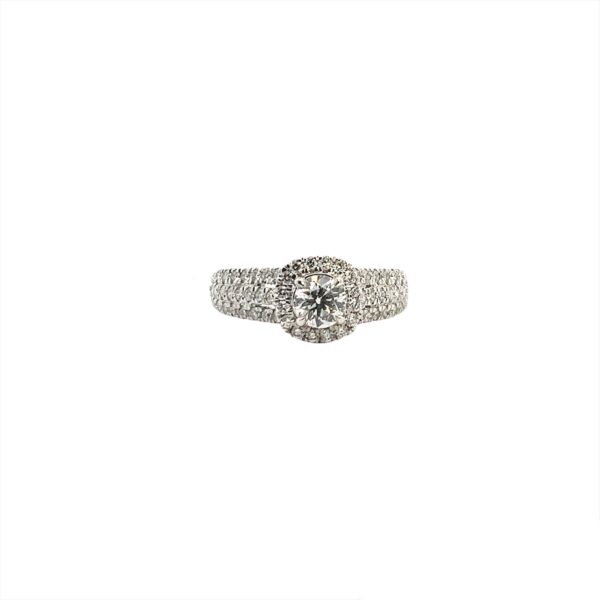 14kt White gold Cushion Halo Engagement Ring