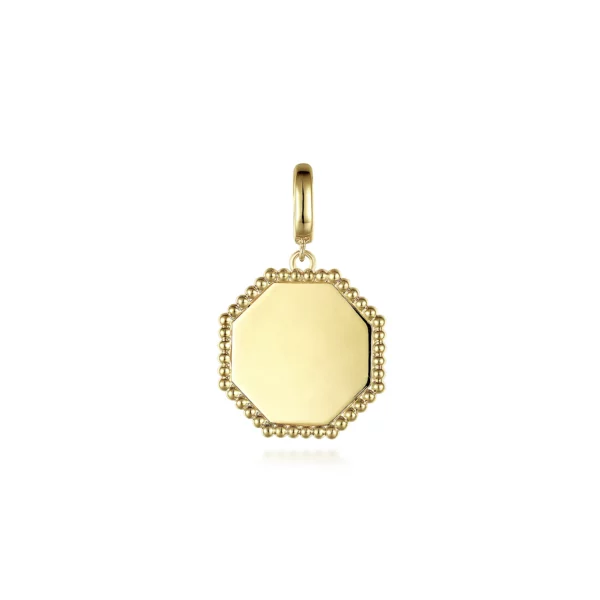 14K Yellow Gold Bujukan Hexagon Personalize Medallion Pendant