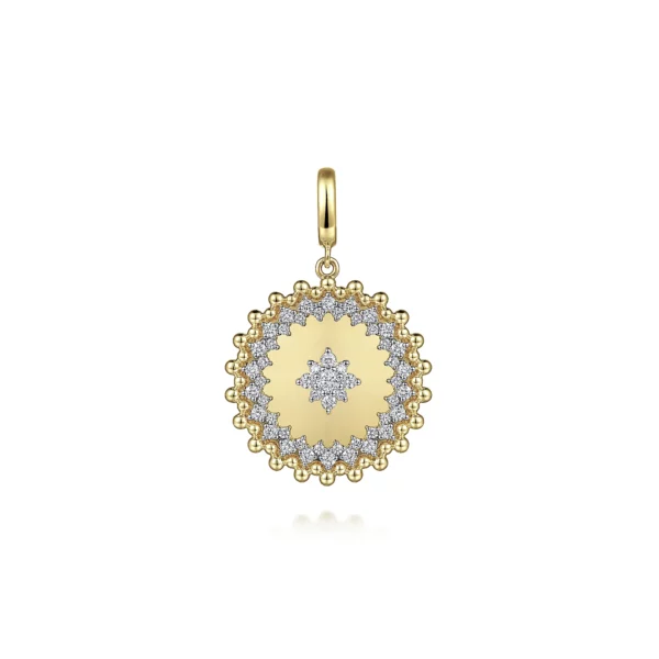 14K Yellow Gold Bujukan and Diamond Medallion Pendant in size