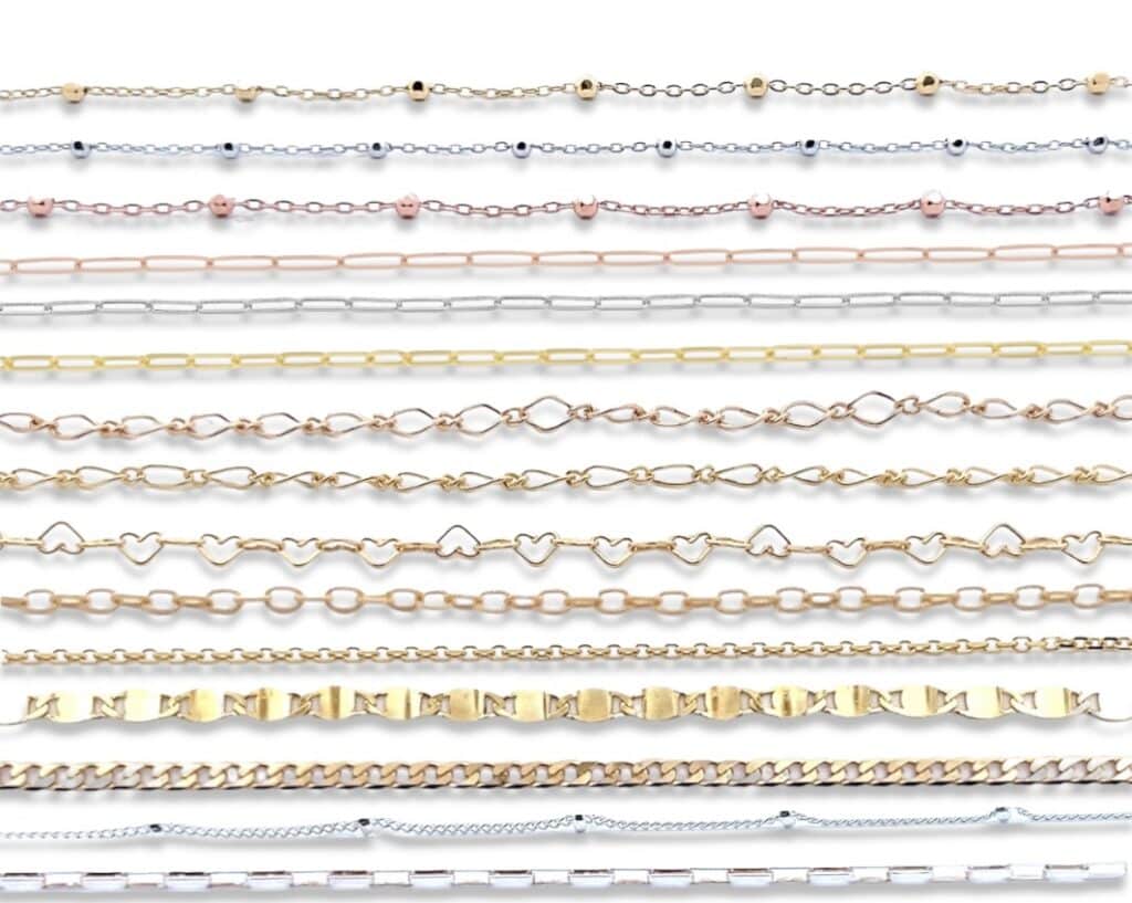 Permanent Bracelet chain options from Brinker's Jewelers