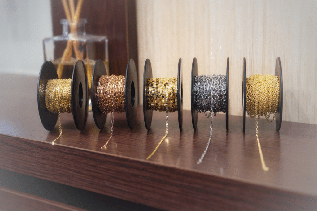 permanent bracelet spools lined up