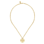Elegant gold necklace with sunburst pendant and diamond detail for timeless style.