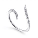 Elegant sterling silver ring with sparkling stones, showcasing exquisite modern design by Gabriel & Co.