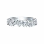 Beautiful diamond ring with intricate design in white metal, perfect for engagements and anniversaries.