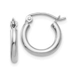 Elegant silver hoop earrings with polished finish, ideal for any occasion.