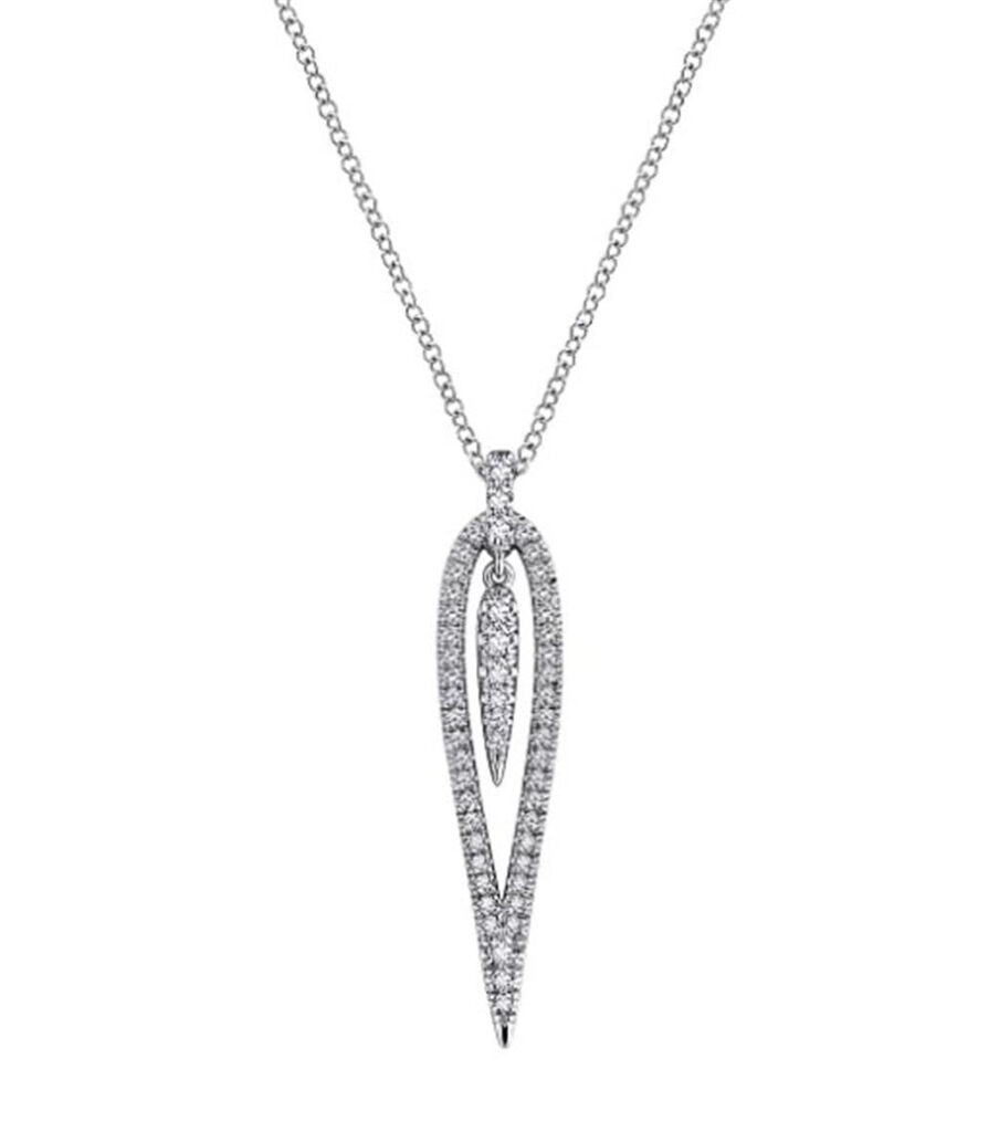 Elegant diamond pendant necklace in sterling silver, perfect for formal or casual occasions.