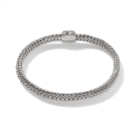Elegant silver woven bracelet by John Hardy, showcasing exquisite craftsmanship and modern design.