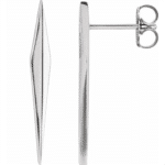 Sleek sterling silver minimalist earrings with elongated design, perfect for modern fashion lovers.