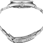 Stylish stainless steel watch with elegant profile, durable design, and flexible linked bracelet.