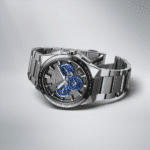 Elegant Seiko Astron watch with GPS, chronograph, and blue accents for global travelers.