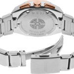 Luxury Seiko GPS solar watch with polished titanium case and stylish stainless steel bracelet.