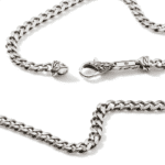 Stylish silver chain with intricate clasp, showcasing elegant design and premium craftsmanship.
