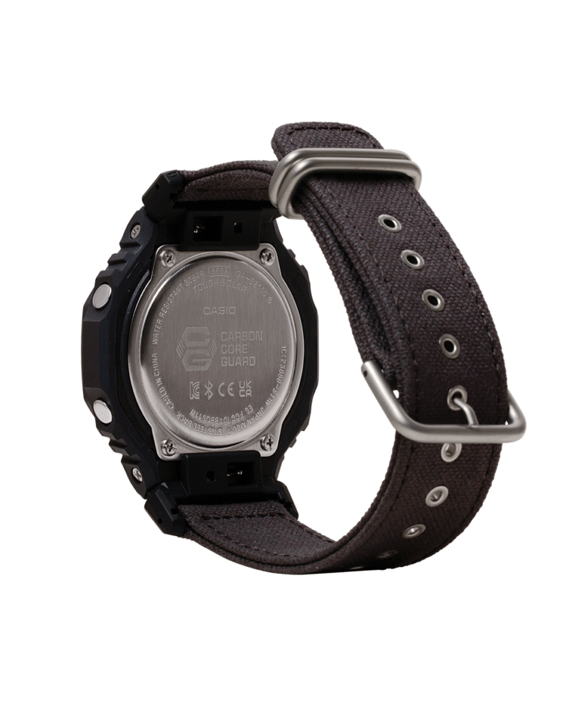 Durable Casio watch with stainless steel back, Carbon Core Guard, and practical outdoor features.