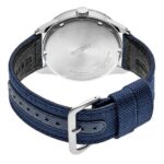 Stylish Seiko wristwatch with durable stainless steel case and navy blue fabric leather strap.