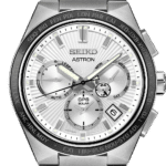 Sophisticated Seiko Astron GPS Solar watch with luminous dial and stainless steel bracelet.