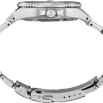 Sleek stainless steel wristwatch featuring a polished case, serrated bezel, and classic link bracelet.
