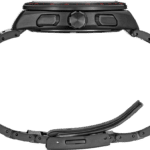 Modern black and red sporty wristwatch with durable design and advanced features for athletes.
