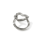 Modern silver ring with wavy design and gold accent, perfect for contemporary jewelry lovers.