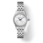 Elegant Seiko ladies watch with stainless steel case, crystal embellishments, and refined design.