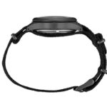 Sleek black wristwatch with a unique braided strap, perfect for style and functionality.