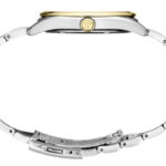 Elegant two-tone stainless steel luxury watch with gold accents and intricate craftsmanship.