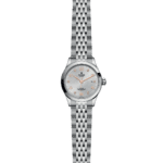 Tudor stainless steel wristwatch showcases elegance, luxury, and craftsmanship with a textured silver dial.