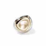 Elegant two-tone gold and silver ring in an organic, modern design.