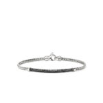 Elegant silver bracelet with black stones, perfect for stylish everyday wear.