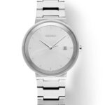 Sleek Seiko watch with silver dial and stainless steel bracelet, perfect for style and functionality.