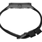 Modern minimalist wristwatch with a sleek gray case and durable woven strap.