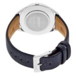 Back view of a polished Seiko watch showcasing elegant craftsmanship and durable leather strap.