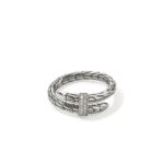 Elegant silver coiled ring with sparkling gemstones, perfect for stylish and modern fashion statements.