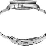 Stainless steel watch with polished finish and flexible bracelet, perfect for any occasion.