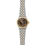 Elegant luxury watch featuring a gold and stainless steel design with Roman numerals and date function.