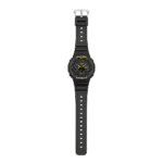Durable G-SHOCK watch with analog-digital display and vibrant yellow accents for active lifestyles.