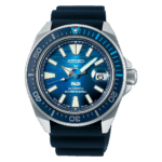 Seiko PADI Divers watch features a blue dial, stainless steel case, and unidirectional bezel.