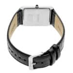 Elegant Seiko watch with rectangular case and luxurious leather strap, perfect for any occasion.