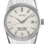 Elegant Seiko King Seiko watch with polished steel case and sophisticated textured dial.