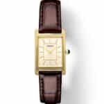 Elegant Seiko watch with gold-tone finish and brown leather strap, perfect for any occasion.