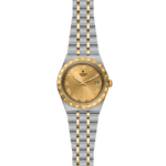 Luxurious Tudor watch featuring a two-tone gold and stainless steel design with Roman numerals.