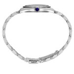Stylish stainless steel wristwatch with blue cabochon and classic link bracelet design.