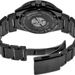 Seiko GPS Solar black stainless steel watch, limited edition, combines durability with elegant design.