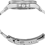 Sleek stainless steel wristwatch with rotating bezel and polished link bracelet, perfect for dive enthusiasts.