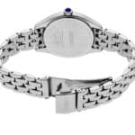 Stylish Seiko wristwatch with polished stainless steel band and elegant blue cabochon crown.