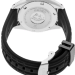 Seiko 200M divers watch back, stainless steel, engraved wave design, high-quality Japanese craftsmanship.